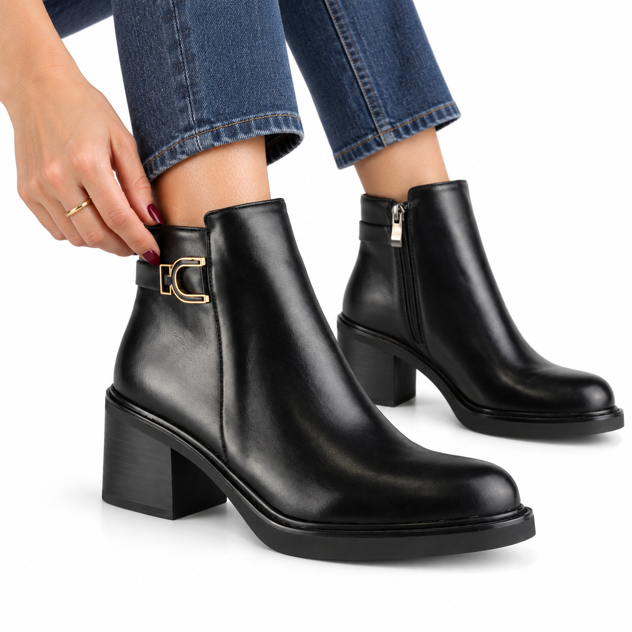 Bottine pour femme TF-SOL1234 noir  Bottine femme Maroc